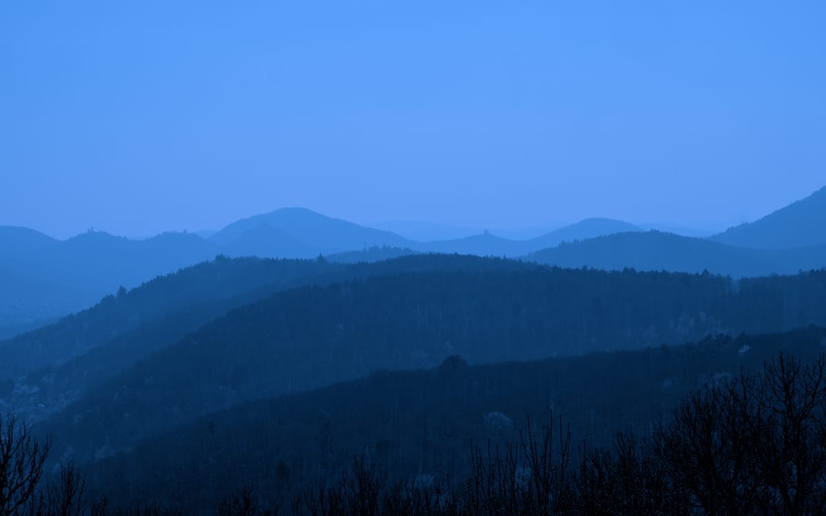 A misty mountain landscape