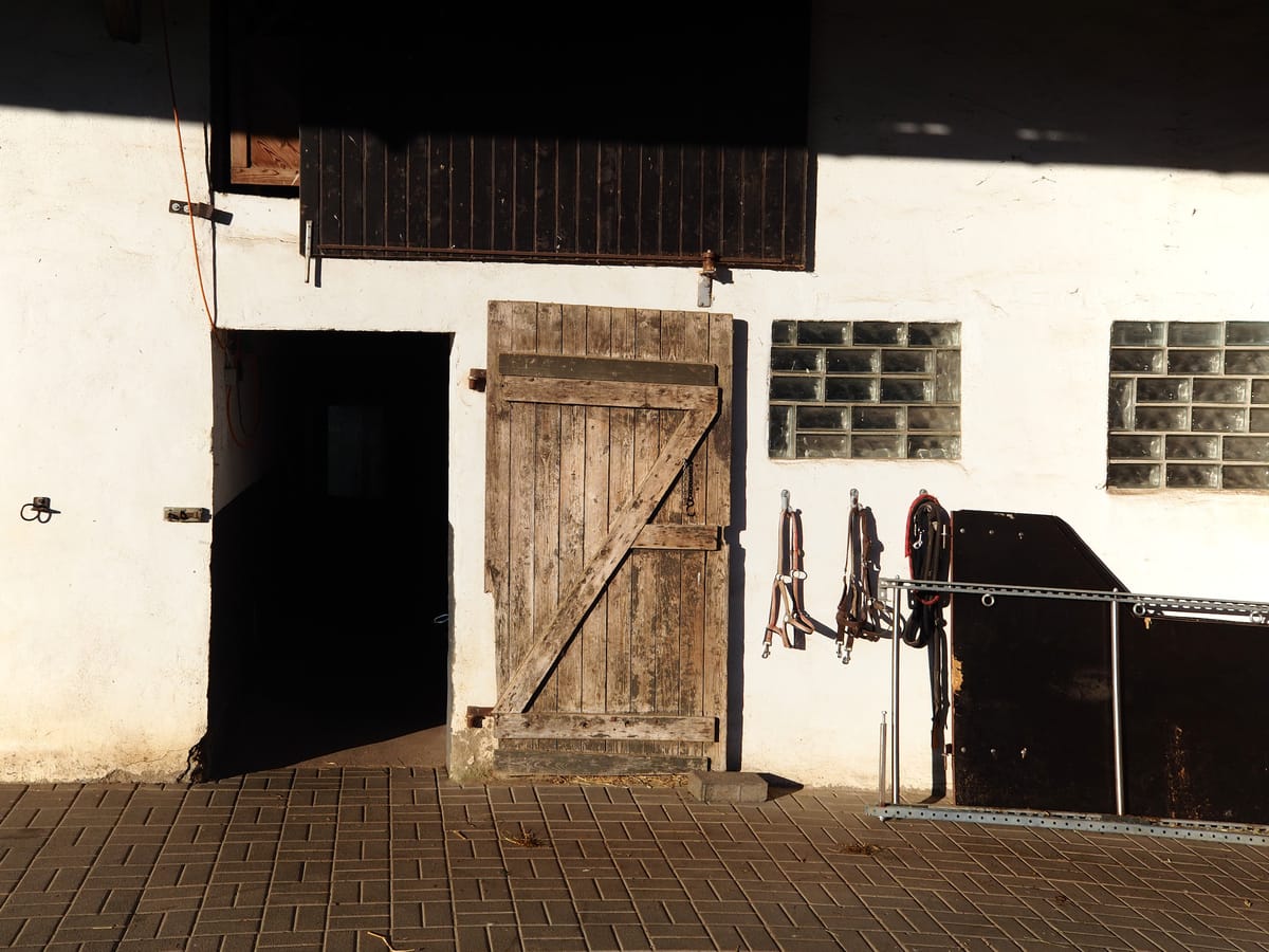 a stable door in contrasty sunlight